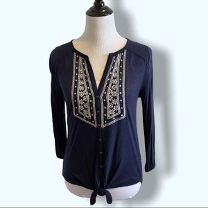 Lucky Brand Tie Front Top